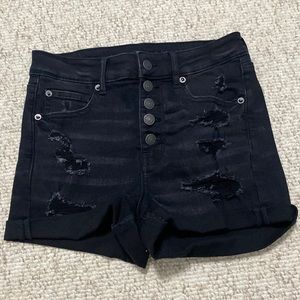 American Eagle black ripped jean shorts